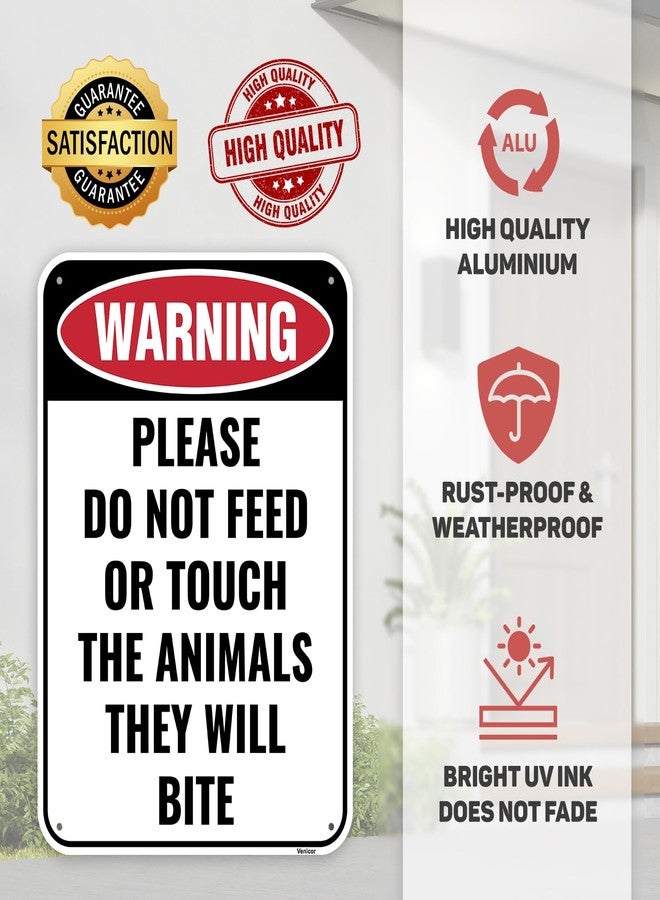 Venicor 1PC Do Not Feed The Animals Sign, 14 x 10 Inches - Aluminum - Petting Zoo Sign - Do Not Touch The Animals They Will Bite - Image 3